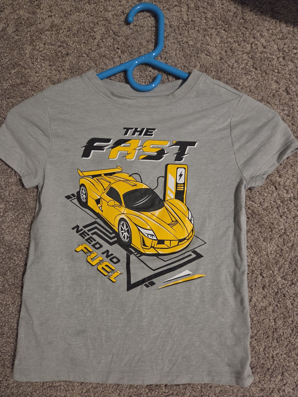 Cat & Jack Gray Short Sleeve Tee with Yellow Race Car Graphic